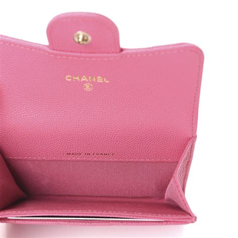 CHANEL Caviar Quilted Card Holder Pink 